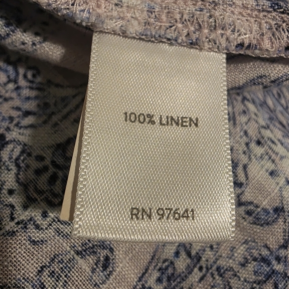 J Jill Love Linen Pink & Blue Tunic Top Paisley Floral Casual Beachy Women's 2X - Picture 6 of 10